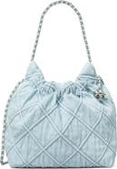 Tory Burch Fleming Quilted Denim Hobo Bag