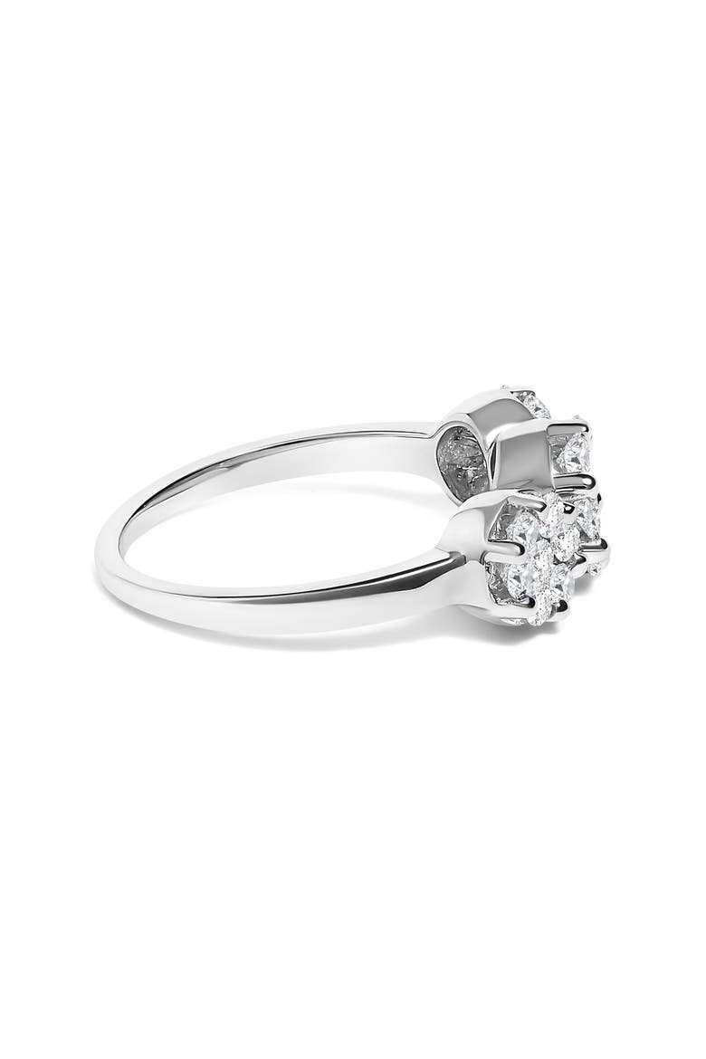 14K White Gold 1 1/4 Cttw Diamond Three Cluster Engagement Ring, Alternate, color, White