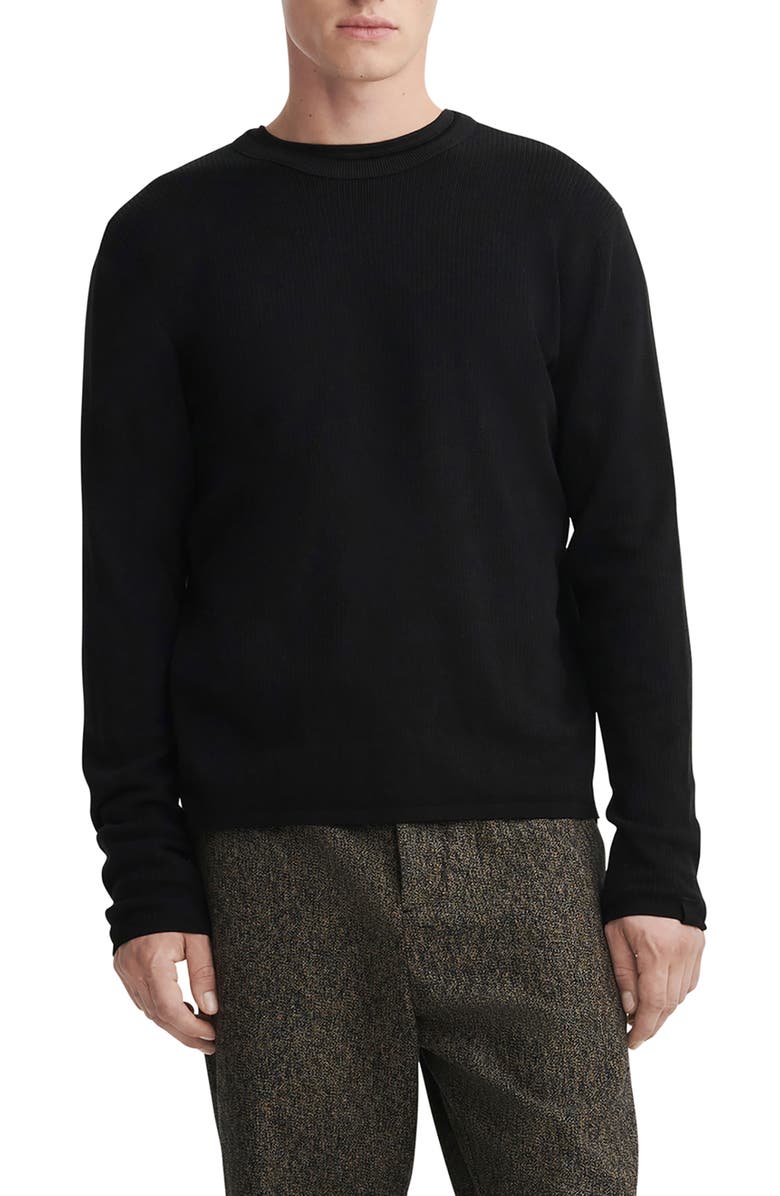 rag & bone Harvey Crewneck Cotton Blend Sweater, Main, color, Blk/Blk