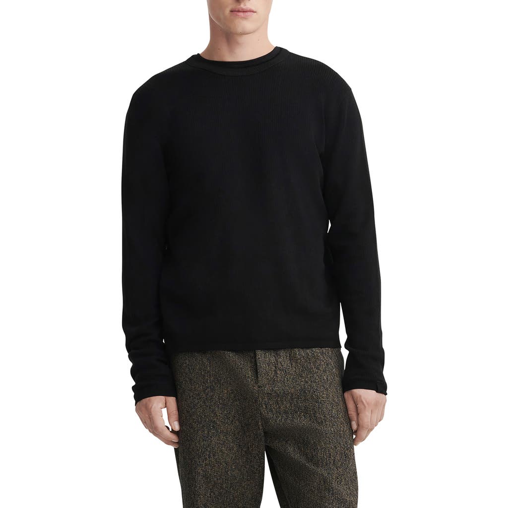 Rag & Bone Harvey Crewneck Cotton Blend Sweater In Black