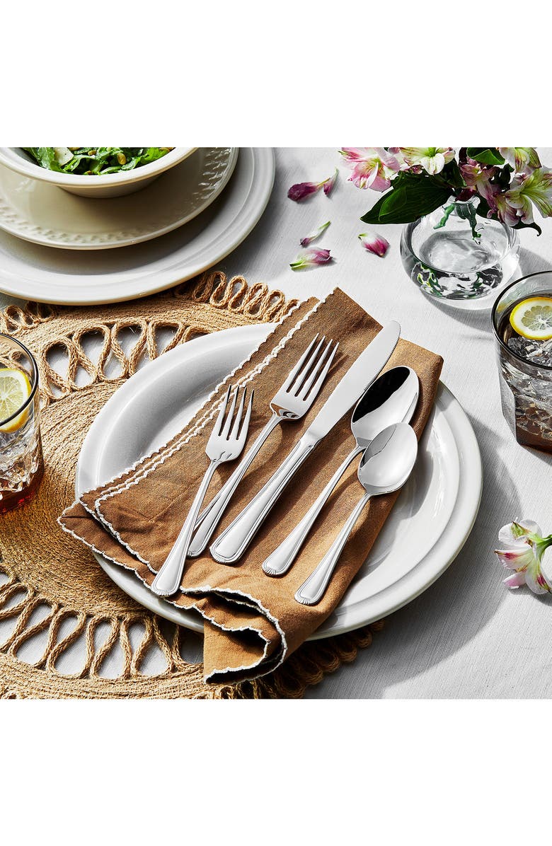 HENCKELS CUTLERY Alcea 18/10 Stainless Steel 65-Piece Flatware Set, Alternate, color, Silver