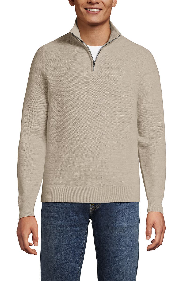 Lands' End Long Sleeve Summer Weight Quarter Zip, Main, color, Aged Birch Heather