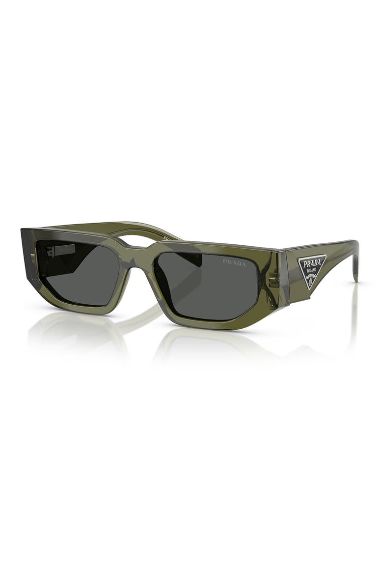 56mm Rectangular Sunglasses, Alternate, color, GREY GREEN
