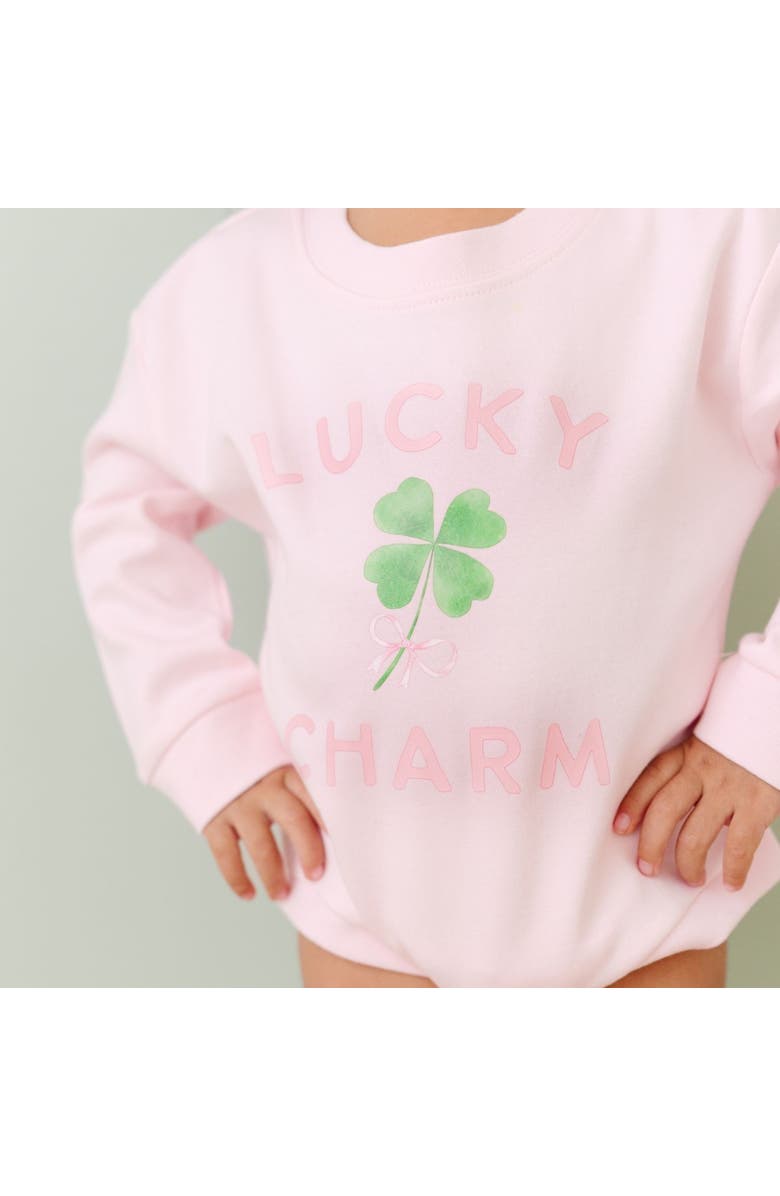 Sweet Wink Lucky Charm St. Patrick's Day Long Sleeve Romper, Alternate, color, Ballet Pink