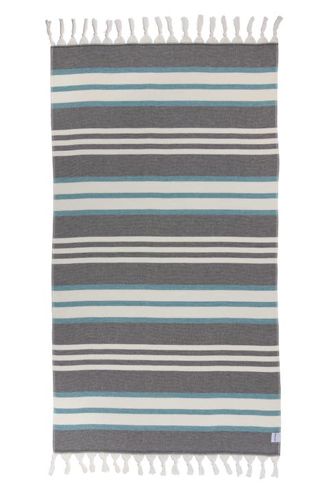 Cove Striped Organic Turkish Towel with Soft Terry Cloth Back