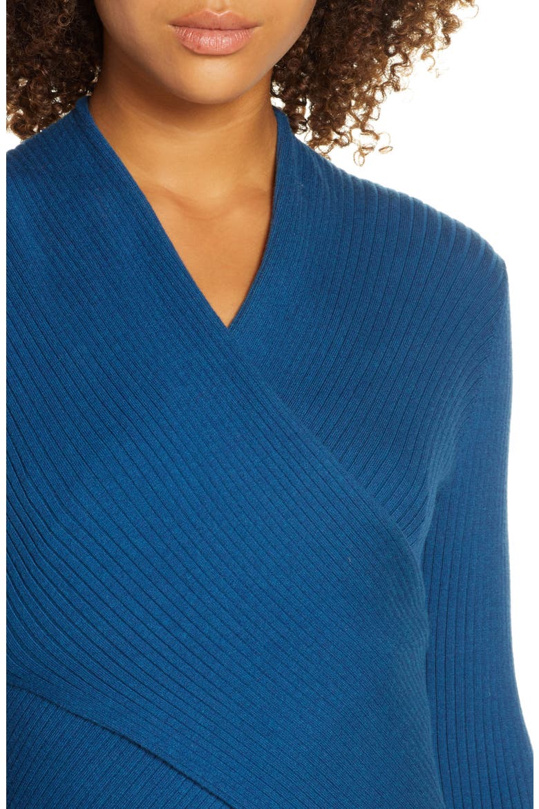 V-Wrap Knit Top, Alternate, color, AEGEAN Q26