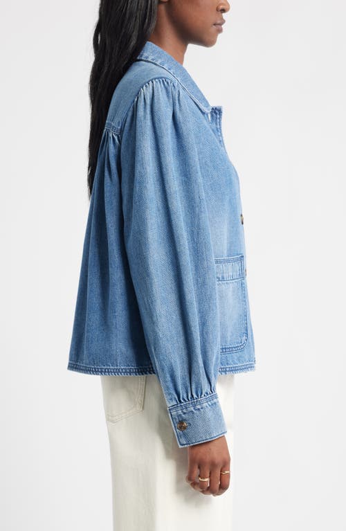 Treasure & Bond Peter Pan Collar Denim Jacket In Blue