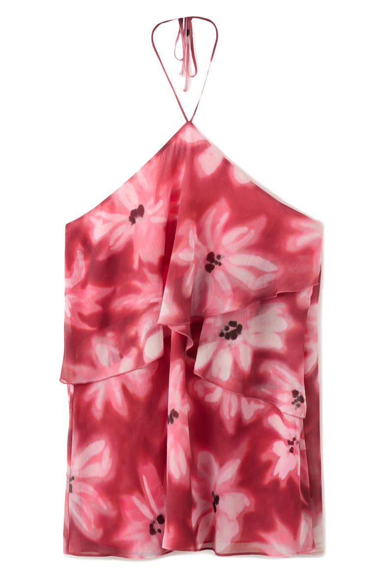 Floral Printed Halter Dress, Alternate, color, MAROON