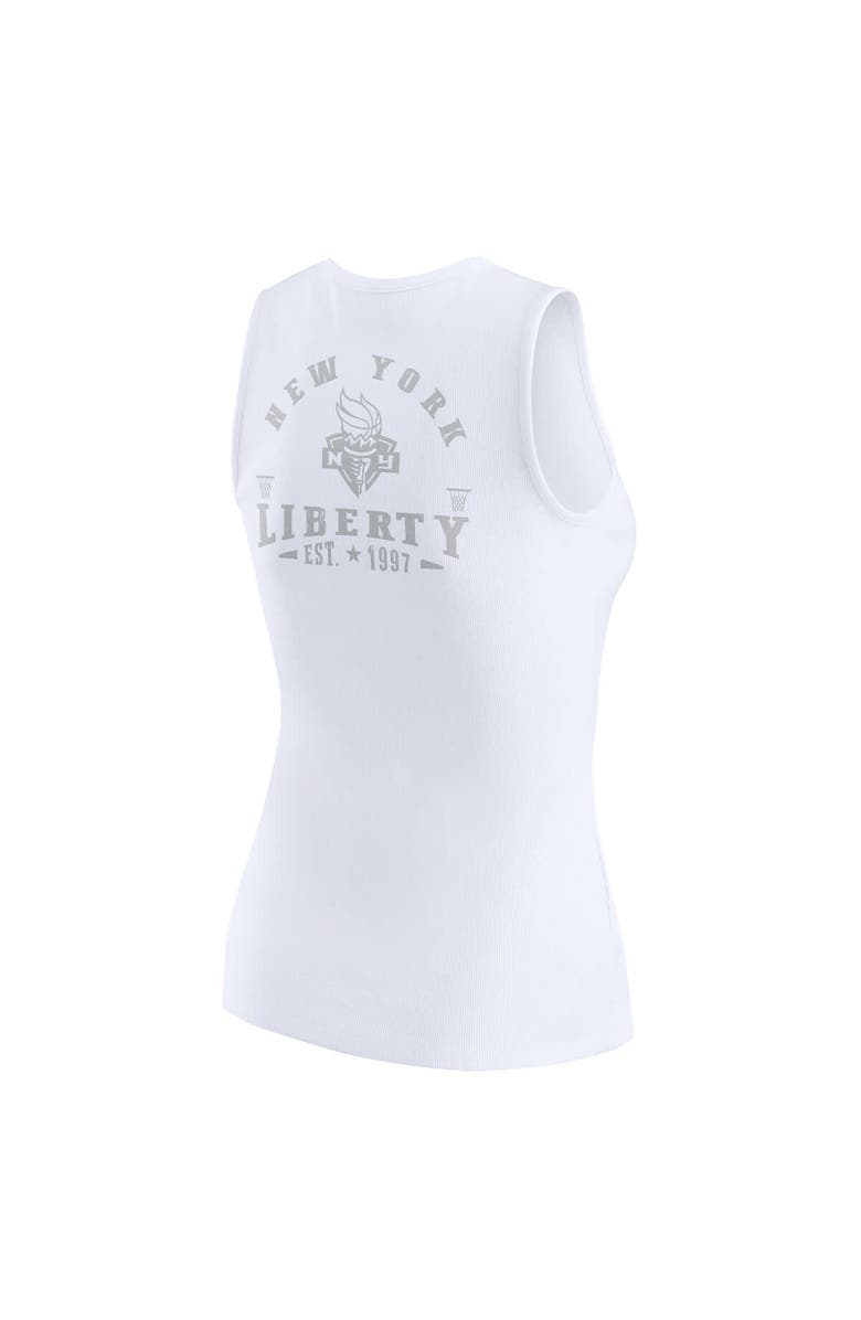 WEAR by Erin Andrews Women's WEAR by Erin Andrews White New York Liberty Rib-Knit Henley Tank Top, Alternate, color, White