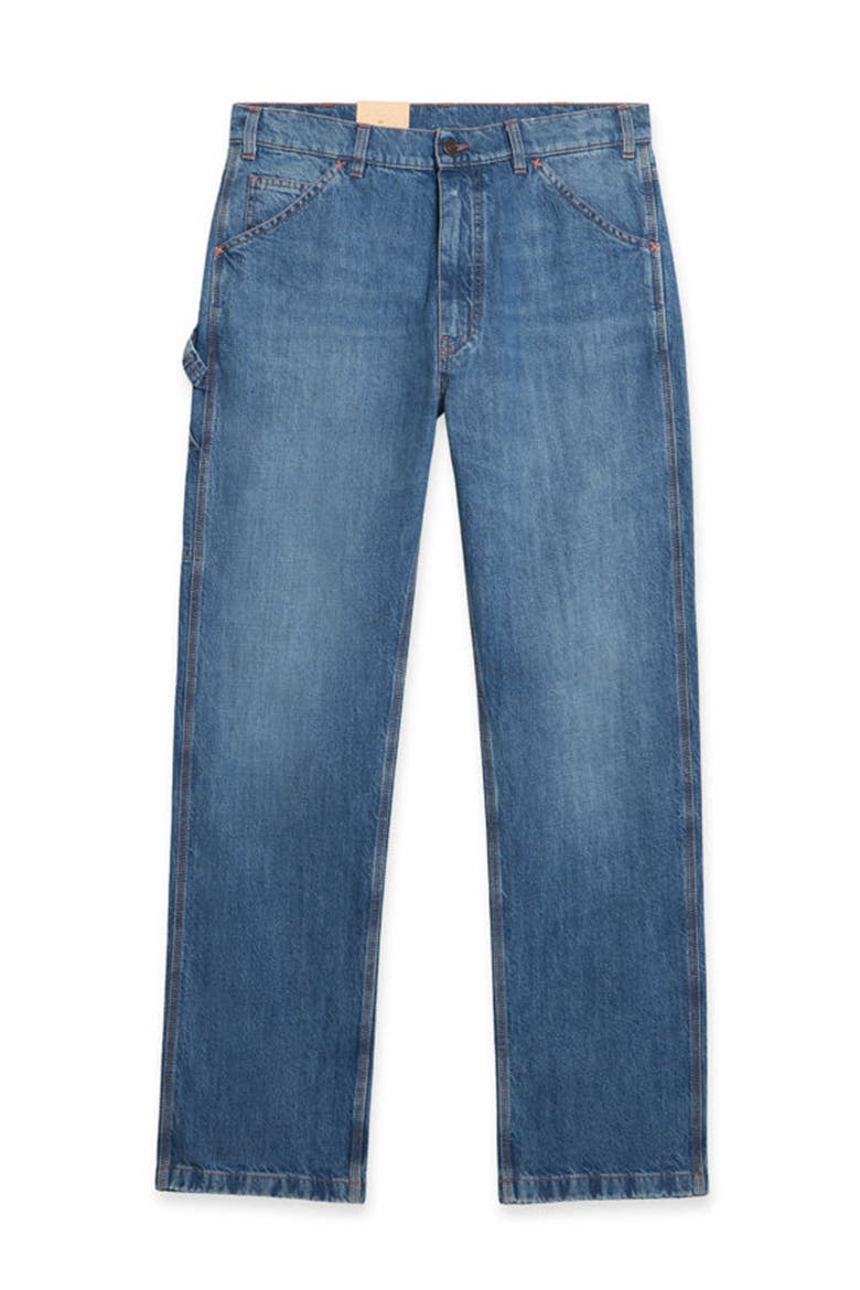 Allen Workwear Stone Wash Denim Trousers, Main, color, BLUE