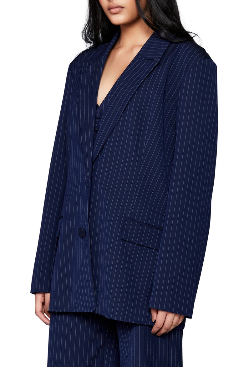 Pinstripe Blazer, Alternate, color, NAVY STRIP