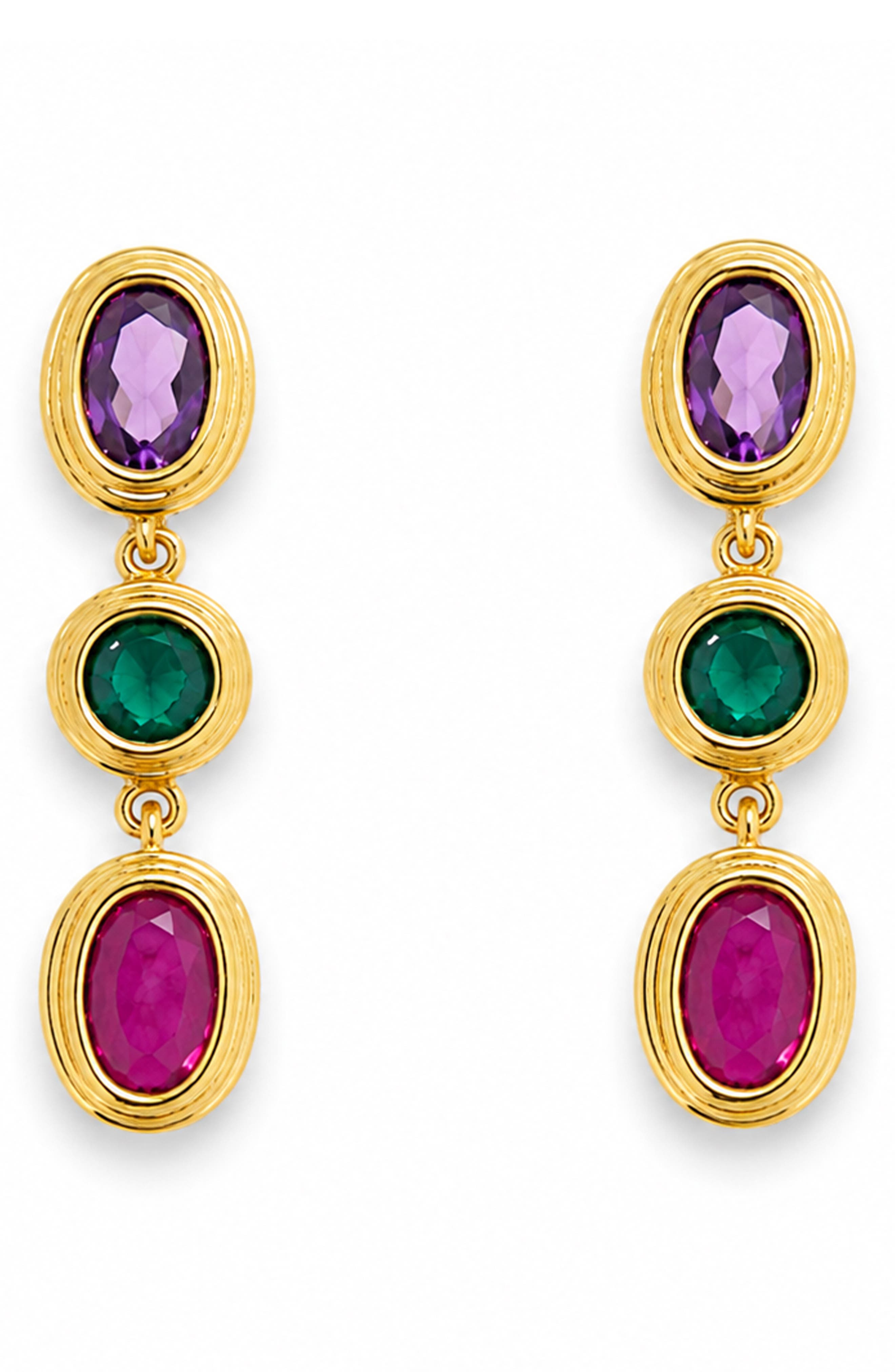 Jewel Trio Drop Earrings