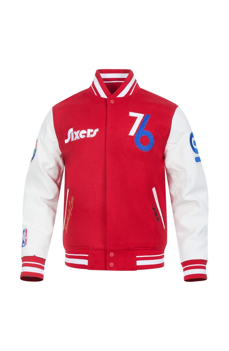 PRO STANDARD Men's Pro Standard Red Philadelphia 76ers 2024/25 City Edition Wool Varsity Full-Zip Jacket, Alternate, color,