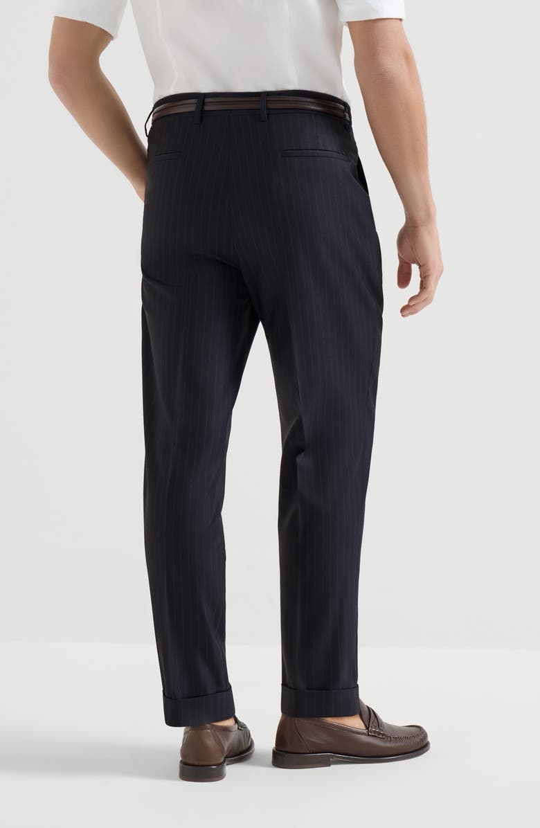 Brunello Cucinelli Leisure fit trousers with pleats, Alternate, color, Navy Blue