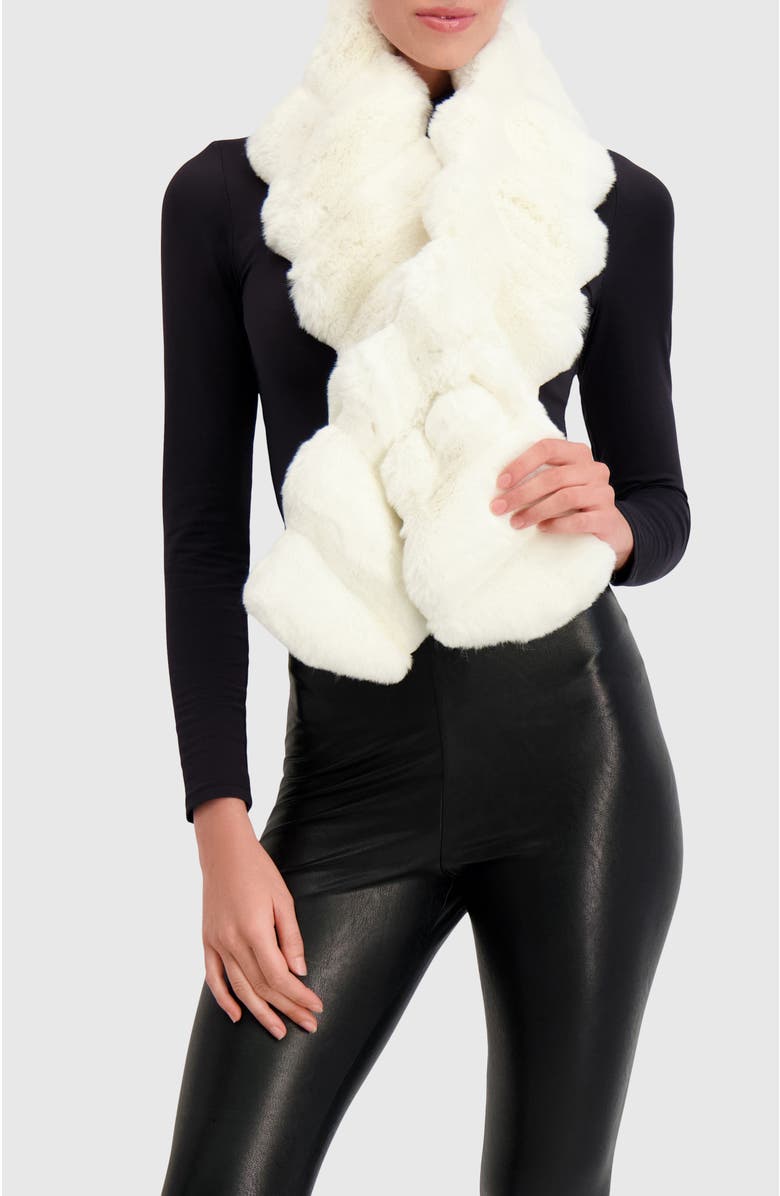 Lyla Grant Fur-Free Chinchilla (Faux Fur) Pull-Through Scarf, Main, color, White Chinch