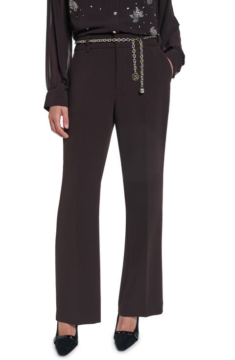 Chain Belt Straight Leg Career Pants