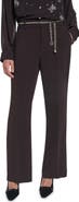 KARL LAGERFELD PARIS Chain Belt Straight Leg Career Pants