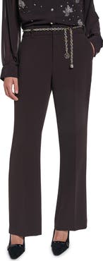 KARL LAGERFELD PARIS Chain Belt Straight Leg Career Pants