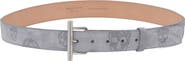 McQueen T-Bar Skull Print Suede Belt