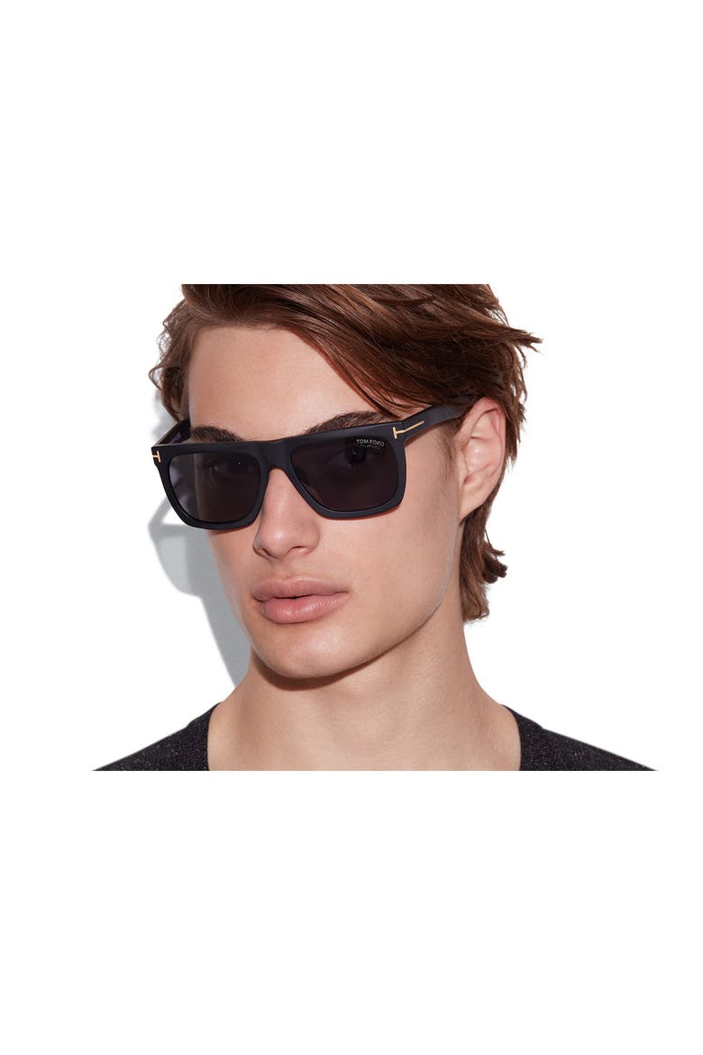 Morgan 57mm Polarized Sunglasses, Alternate, color, MATTE BLACK/ SMOKE