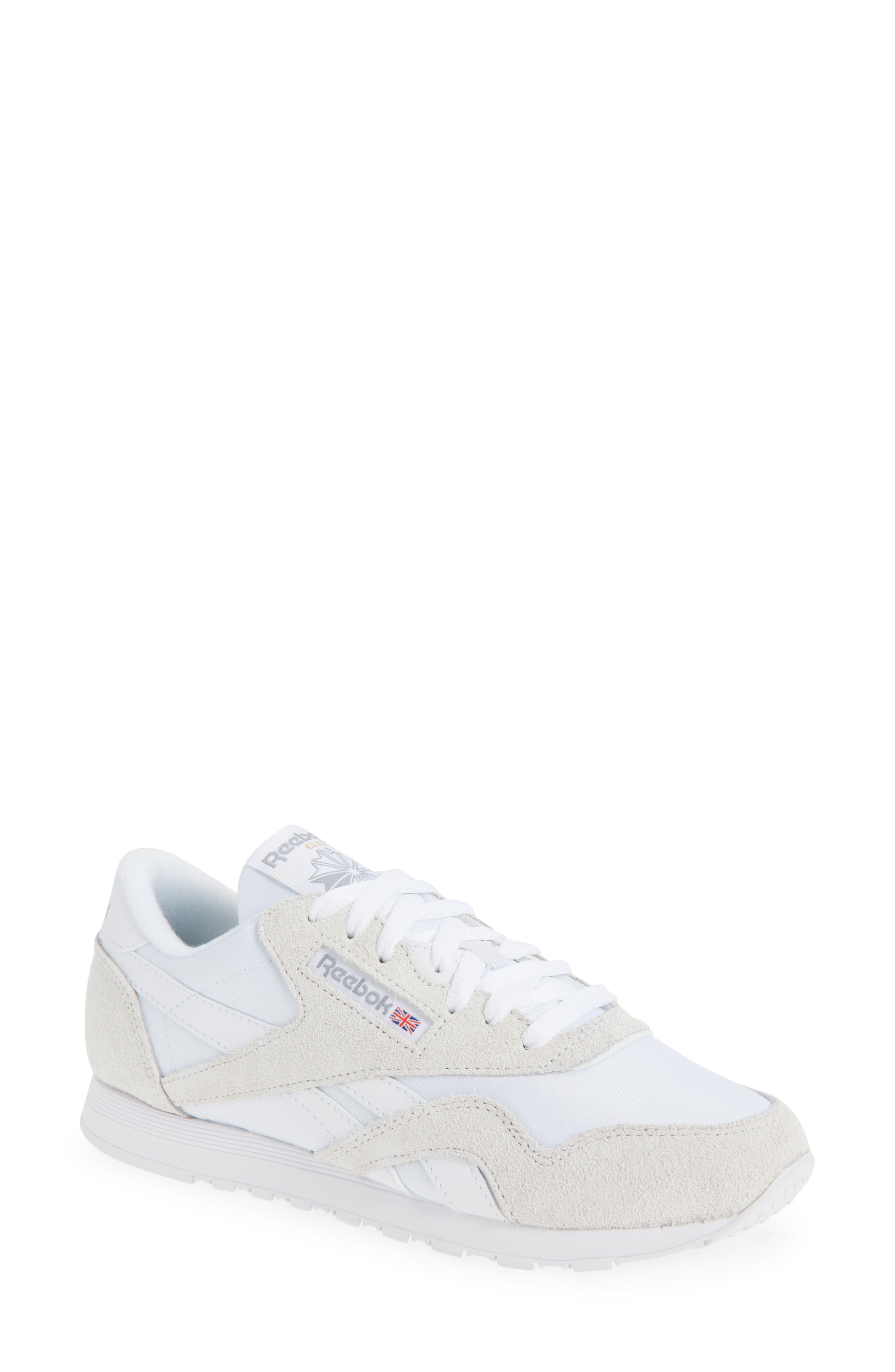 Reebok Classic Nylon Sneaker, Main, color, Footwear White/ Footwear White