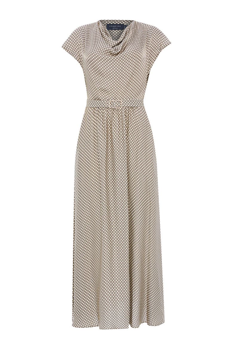 Leslie Midi Dress, Alternate, color, Beige Patterned