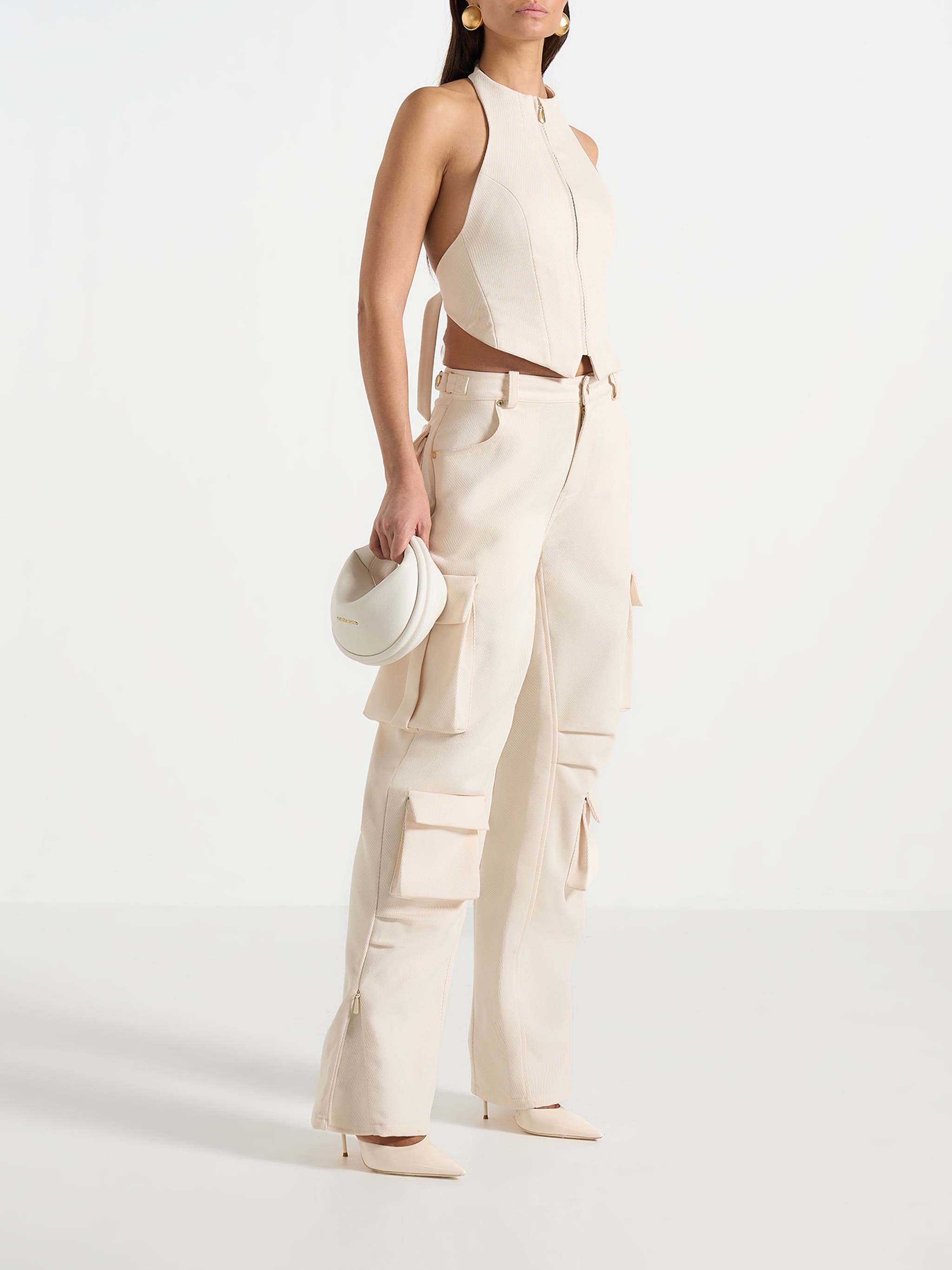 Claudette Twill Halterneck Backless Top - image 2
