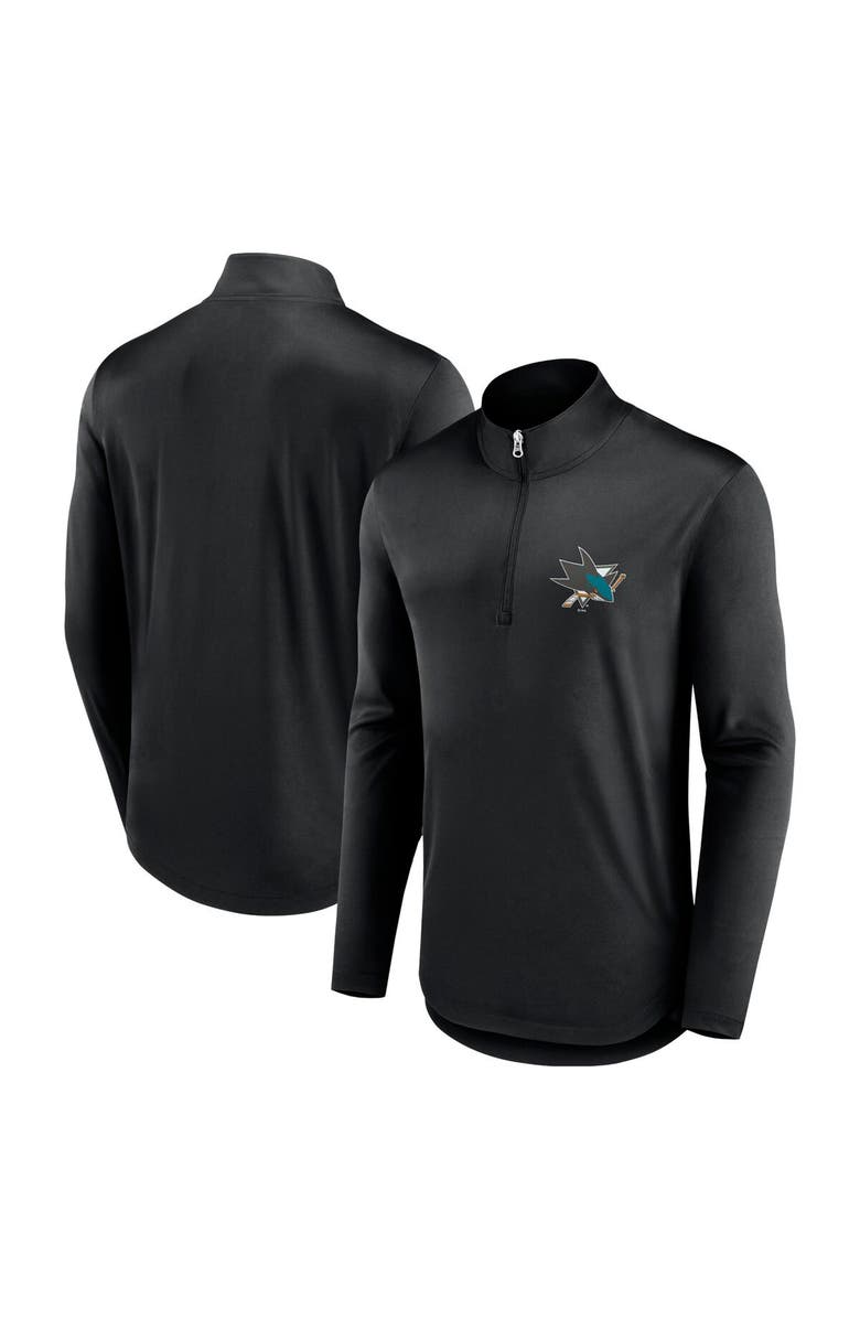 FANATICS Men's Fanatics Branded Black San Jose Sharks Mock Neck Quarter-Zip Top, Alternate, color, Black