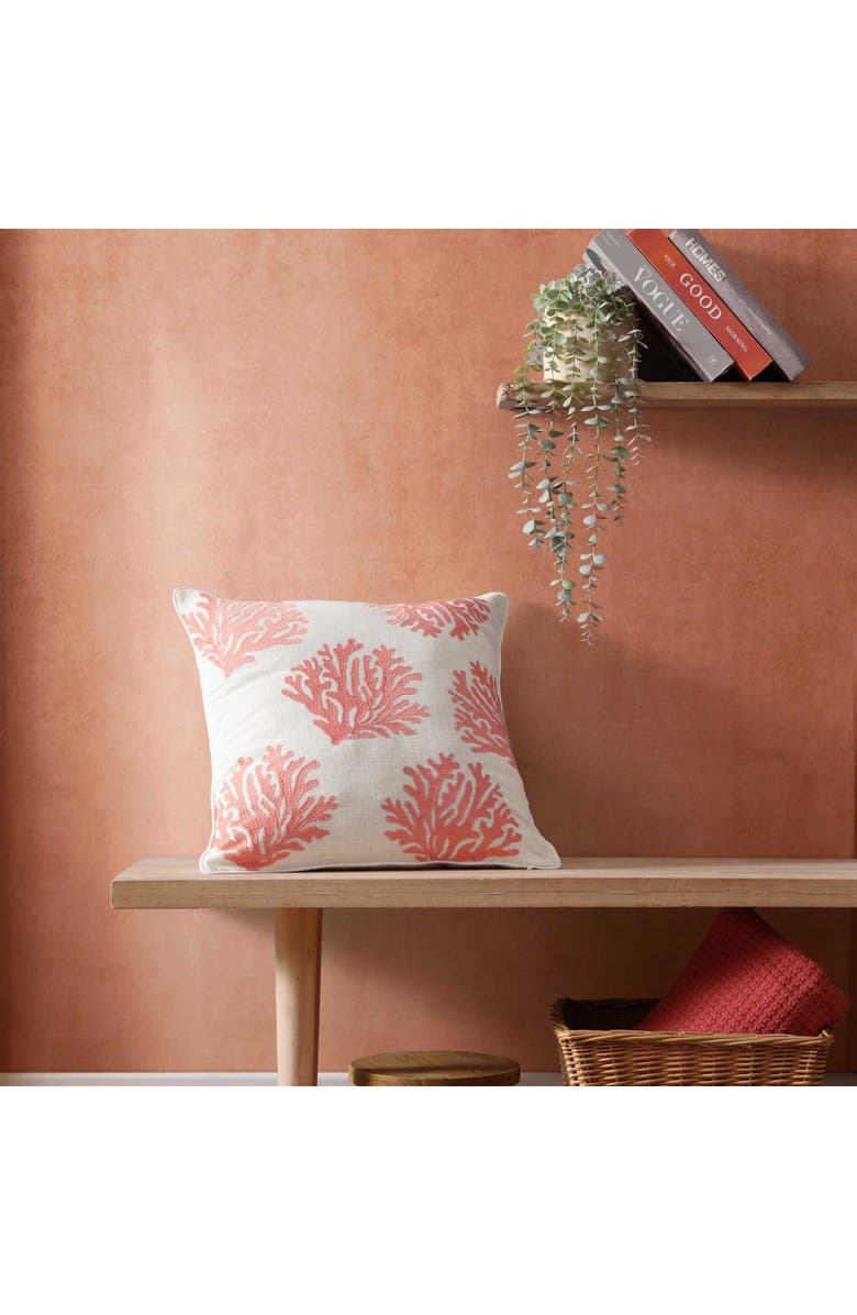 Tommy Bahama Coral Island Square Throw Pillow, Alternate, color, Light Coral