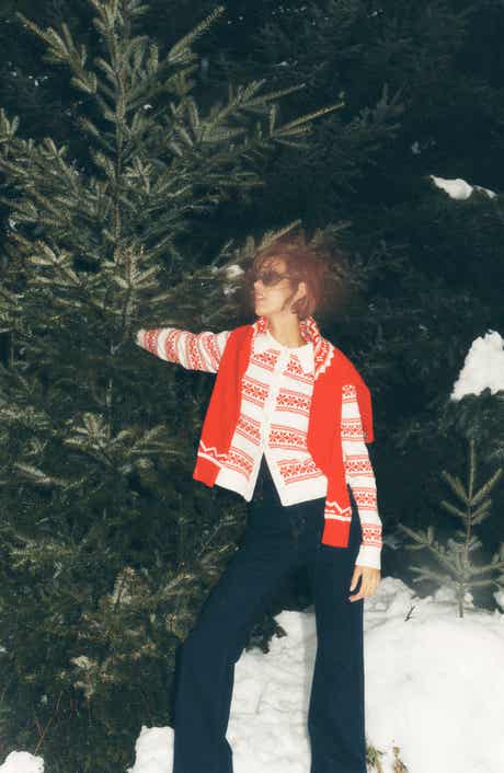 Boden Eliza Heart Fair Isle Wool, Cotton & Alpaca Blend Cardigan