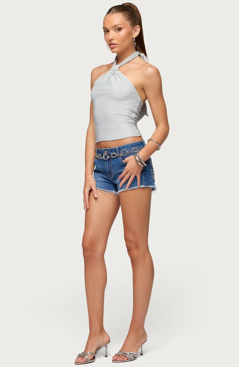 EDIKTED Katalya Glitter Halter Top, Alternate, color, Silver