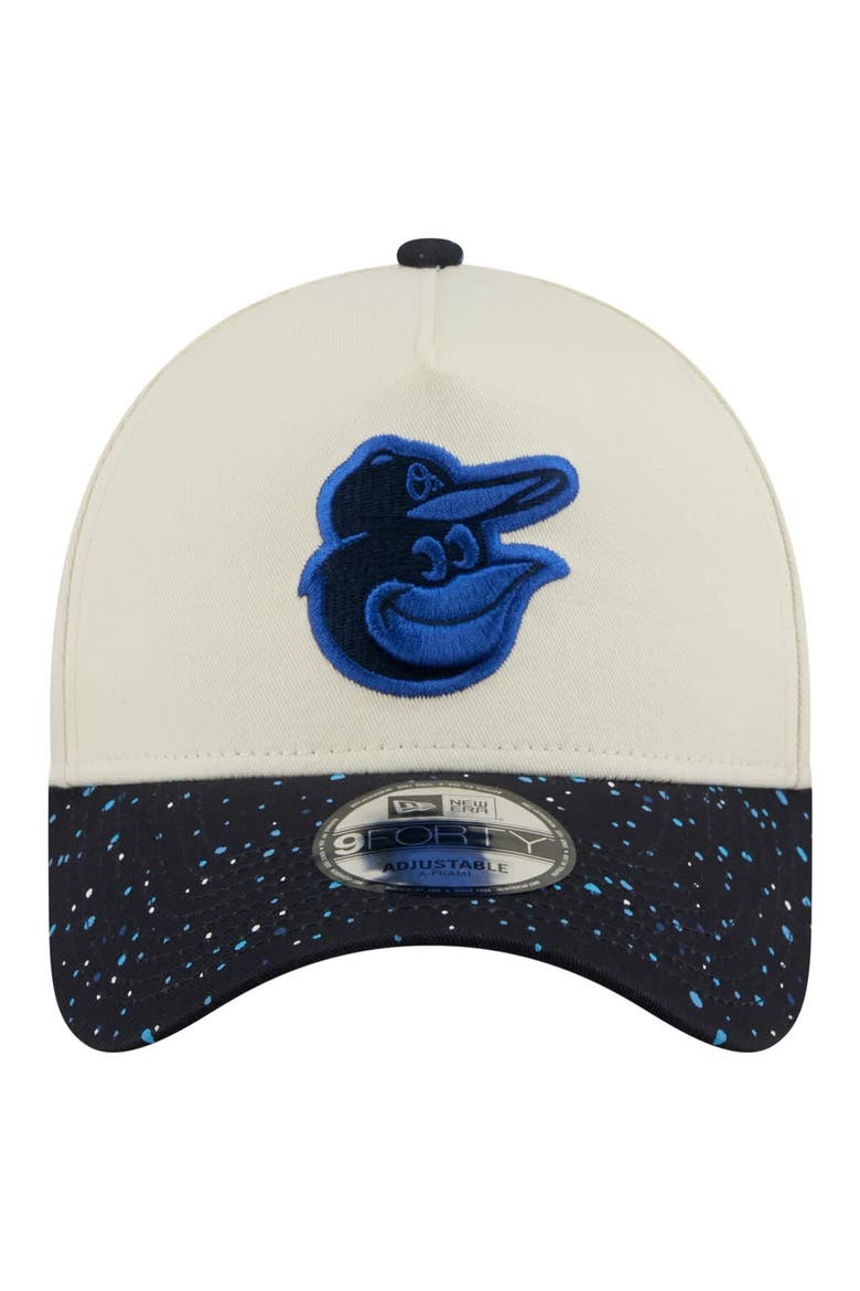 Men's New Era  Cream Baltimore Orioles Speckle A-Frame 9FORTY Adjustable Hat, Alternate, color, Cream