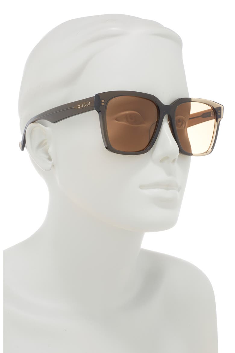 57mm Square Sunglasses, Alternate, color, BROWN