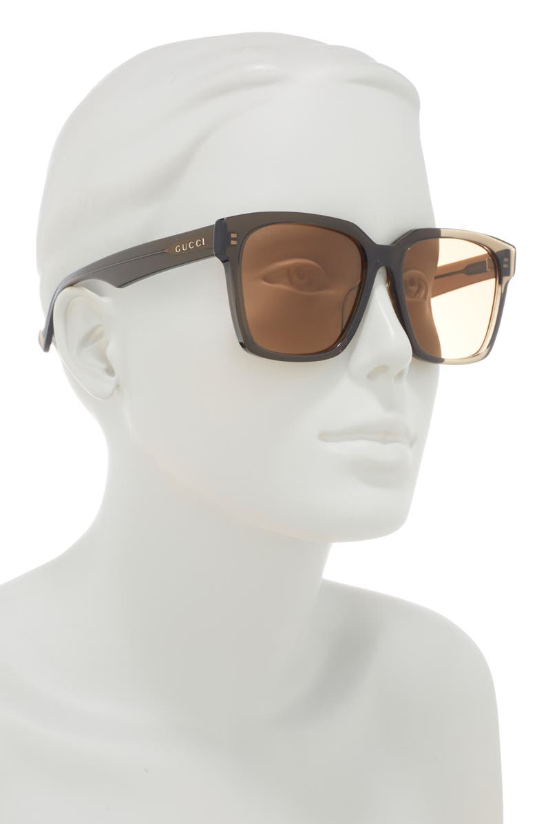 Gucci 57mm Square Sunglasses, Alternate, color, Brown