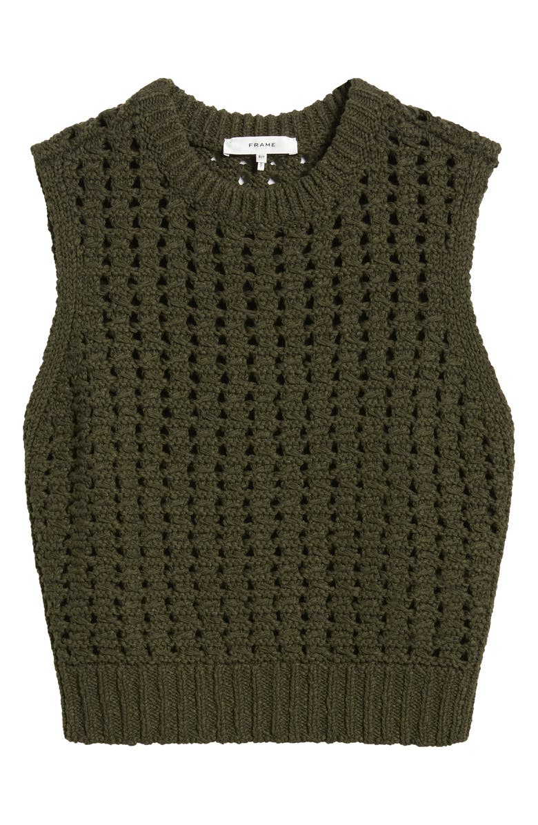 FRAME Open Stitch Sweater Vest, Alternate, color, Military