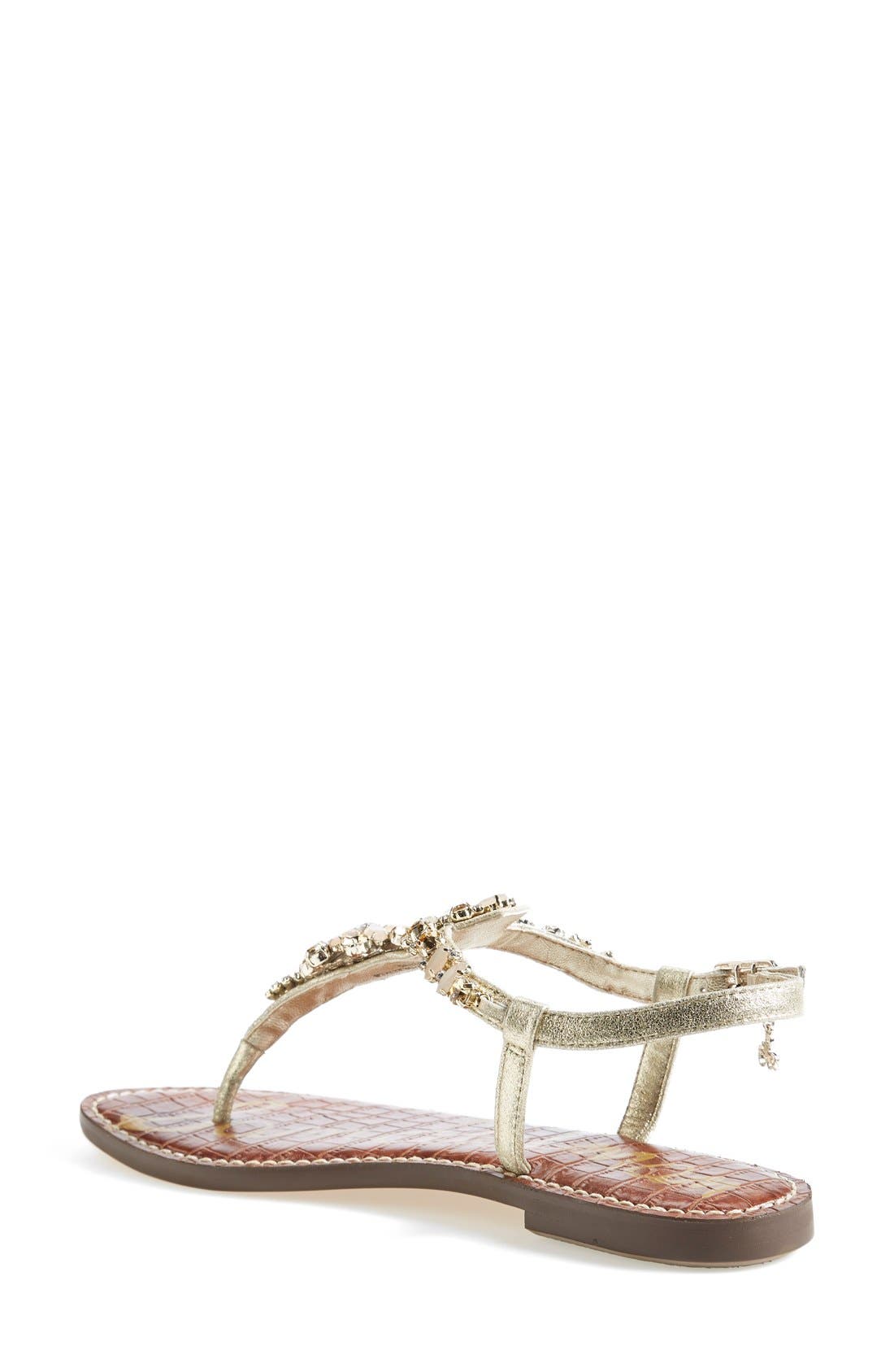 'Garen' Embellished Leather Sandal, Alternate, color, GOLD