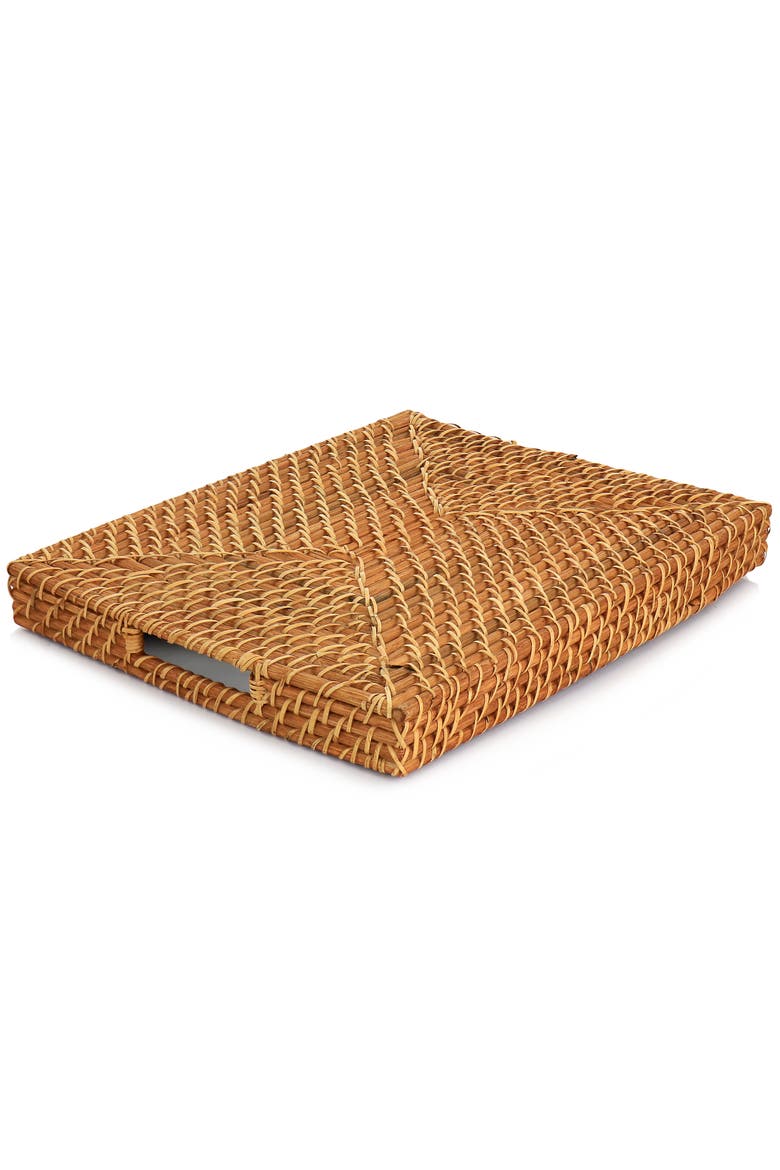 16 Inch Rattan Woven Serving Tray, Alternate, color, Brown