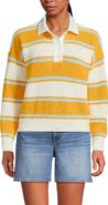 Lands' End Drifter Rugby with Woven Collar Sweater