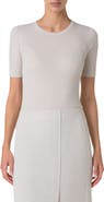 Akris Short Sleeve Silk & Cotton Rib Sweater