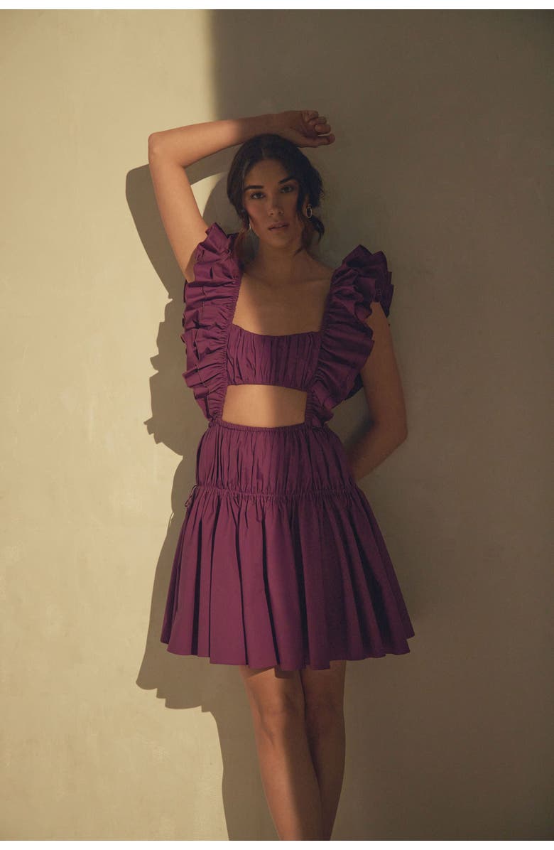 Vasiliki Dahlia Ruched Mini Dress, Alternate, color, Grape