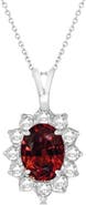 ALLUREZ Garnet & Diamond Accented Pendant Necklace 14k