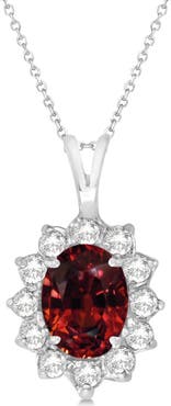 ALLUREZ Garnet & Diamond Accented Pendant Necklace 14k