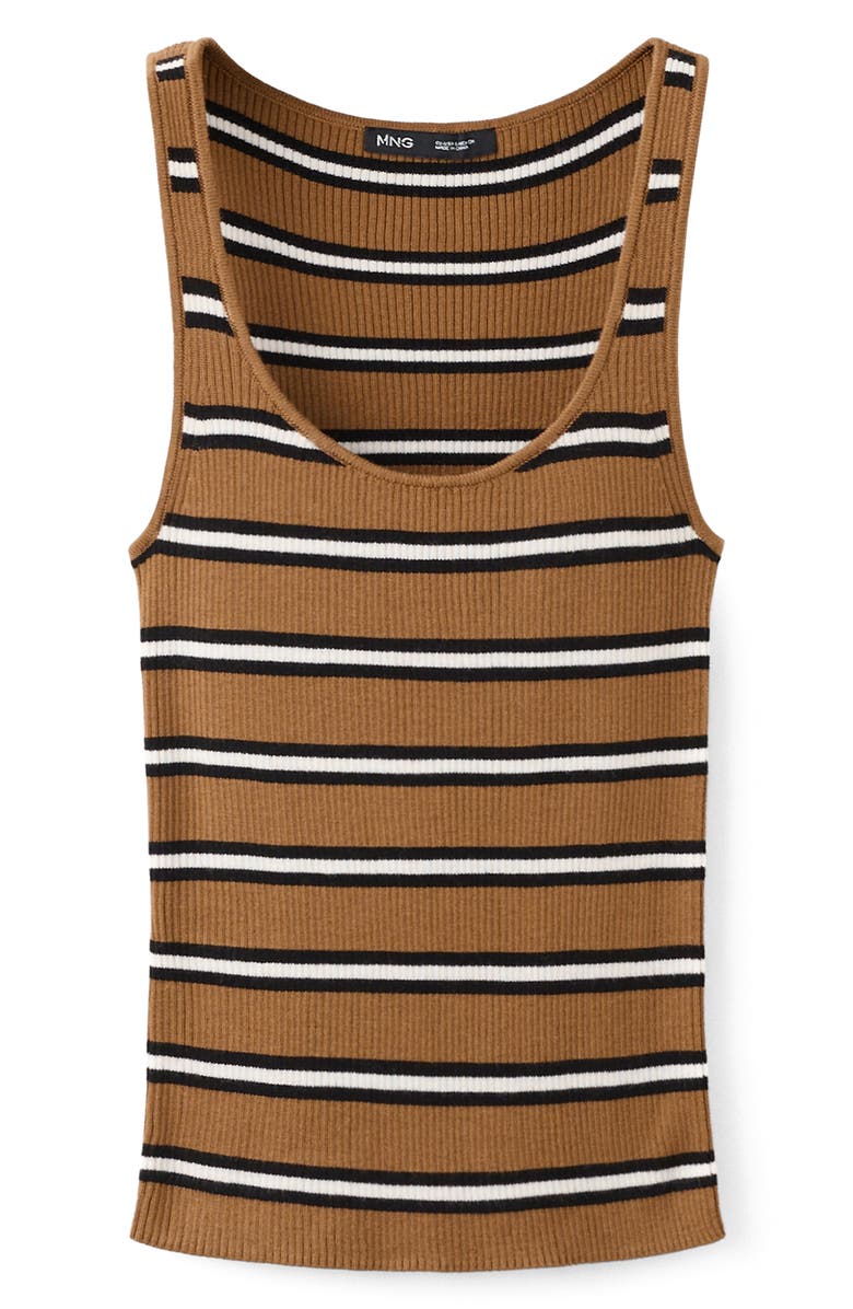 MANGO Stripe Knit Tank, Alternate, color, Caramel