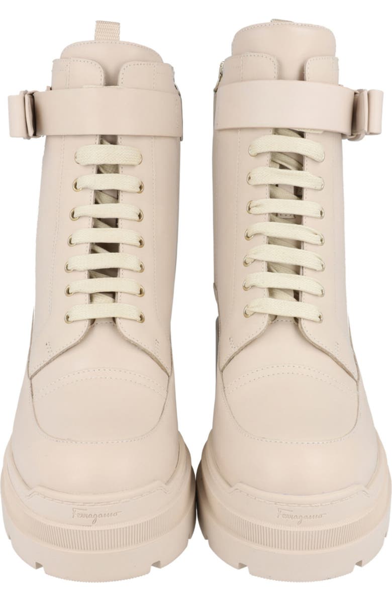FERRAGAMO Lober Leather Hiker Boot, Alternate, color, Off White