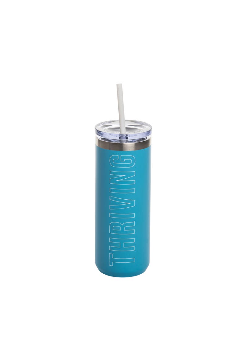 Thriving Tumbler w/ Straw Metal Blue 18 oz, Main, color, Blue