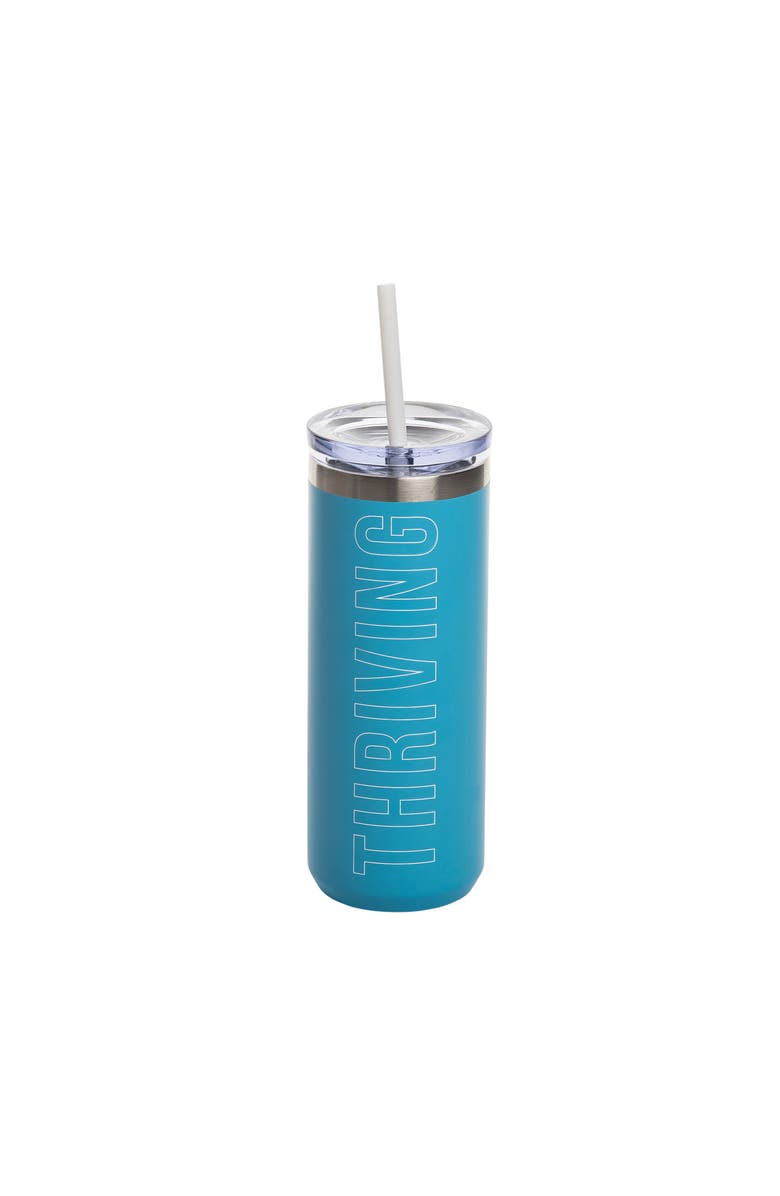 Totalee Gift Thriving Tumbler w/ Straw Metal Blue 18 oz, Main, color, Blue