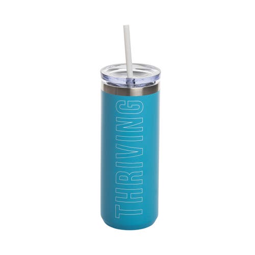 Totalee Gift Thriving Tumbler W/ Straw Metal Blue 18 oz