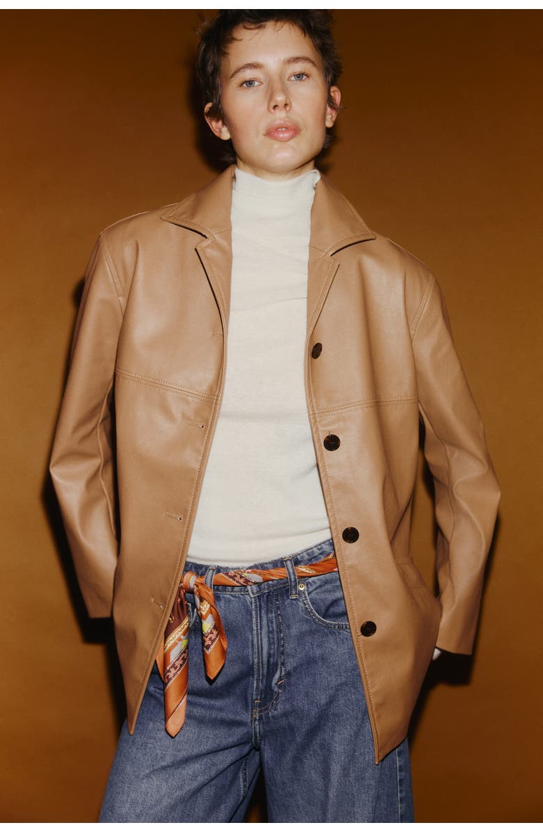 H&M Coated Jacket, Alternate, color, Dark Beige