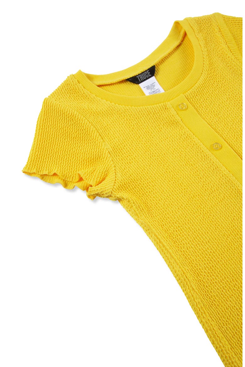 Kids' Textured Button Accent Top, Alternate, color, YELLOW