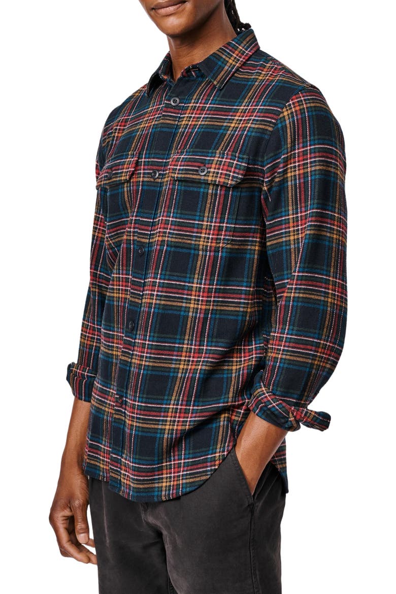 Crowle Button Up Flannel Shirt, Alternate, color, Black Check